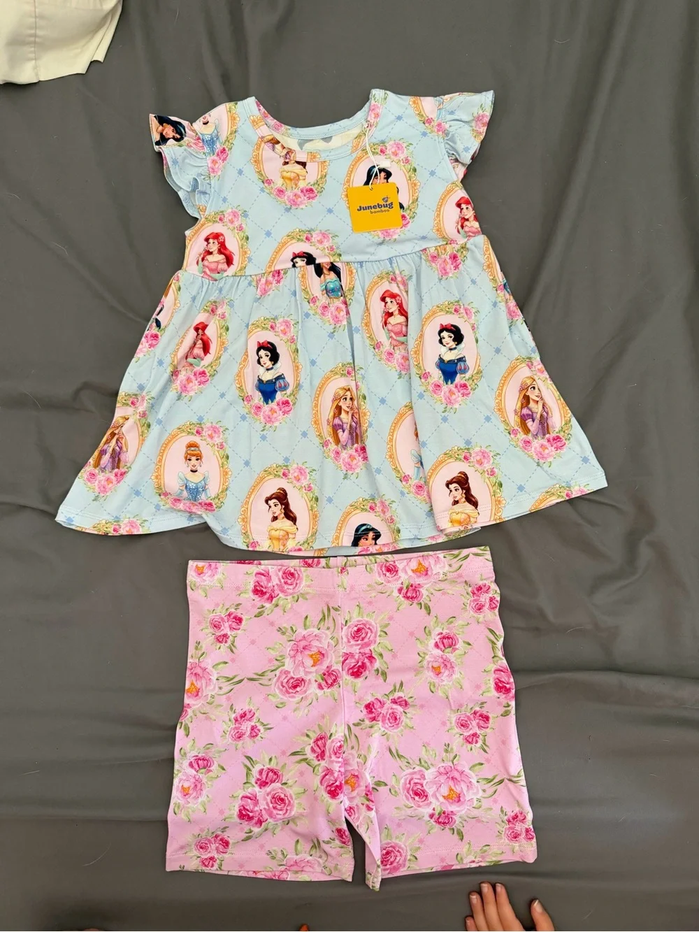 Junebug Royal Plush Princess Peplum Top & Shorts Set 7/8 NWT